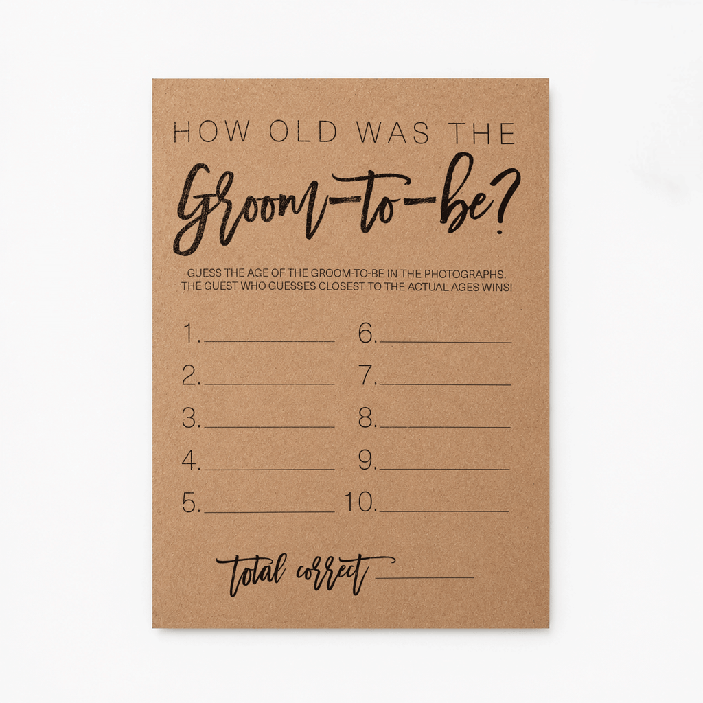 How Old was the Groom-to-be Bridal Shower Game