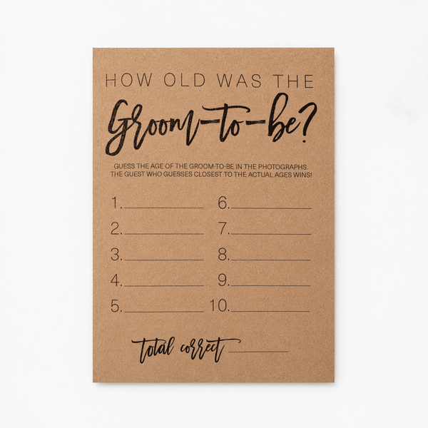 How Old was the Groom-to-be Bridal Shower Game