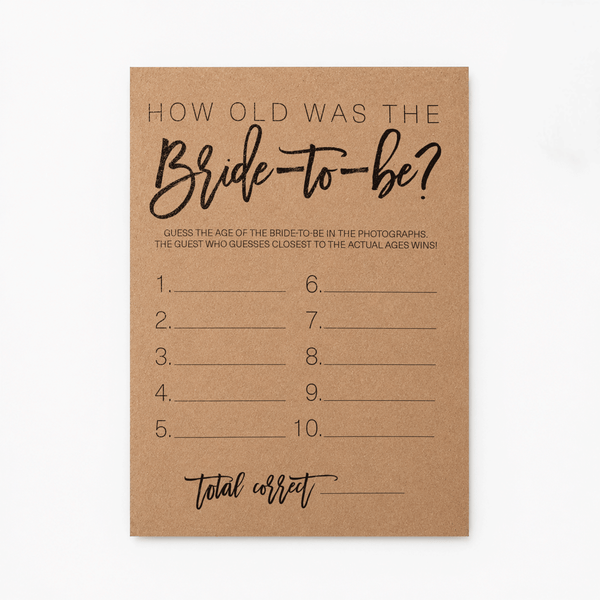 How Old was the Bride-to-be Bridal Shower Game