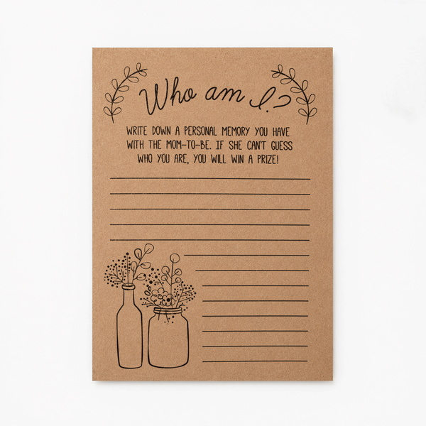 Who Am I Baby Shower Game