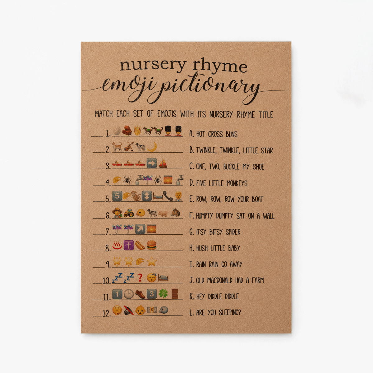 Nursery Emoji Pictionary Baby Shower Game