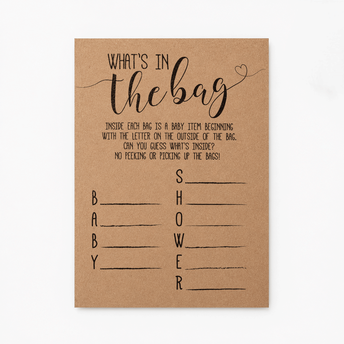 What's in the Bag Baby Shower Game