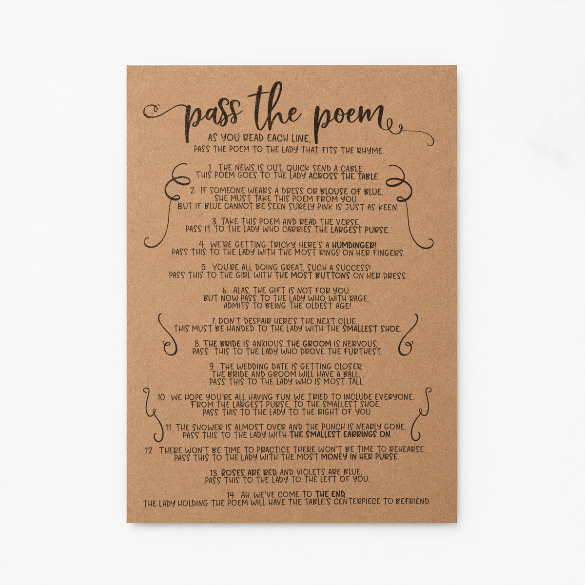 Pass The Poem Bridal Shower Game