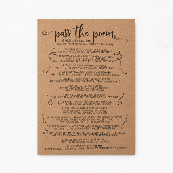 Pass The Poem Bridal Shower Game