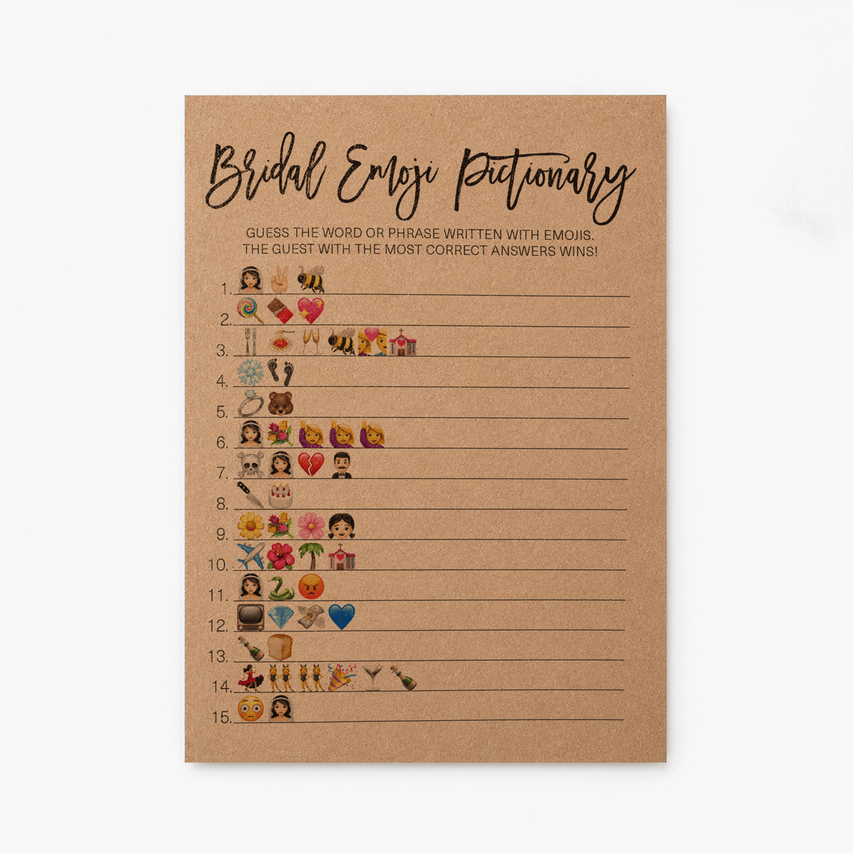 Bridal Emoji Pictionary Bridal Shower Game