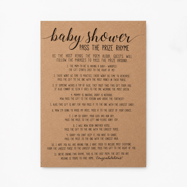 Baby Shower Pass the Prize Baby Shower Game