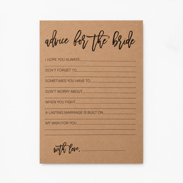 Advice for the Bride Bridal Shower Activity