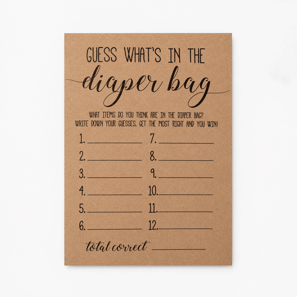 Guess What's in the Diaper Bag Baby Shower Game