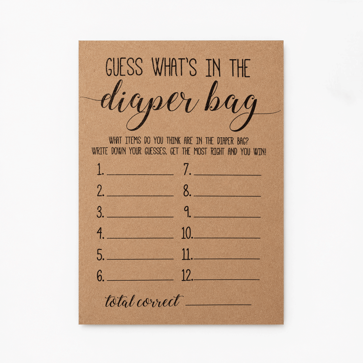 Guess What's in the Diaper Bag Baby Shower Game
