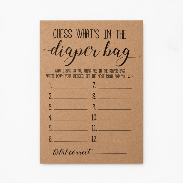 Guess What's in the Diaper Bag Baby Shower Game