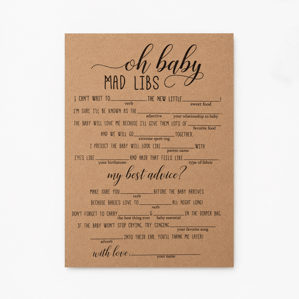 Oh Baby Mad Libs Baby Shower Game