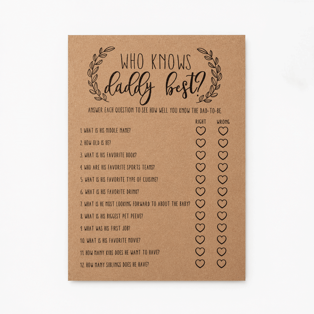 Who Knows Daddy Best Baby Shower Game