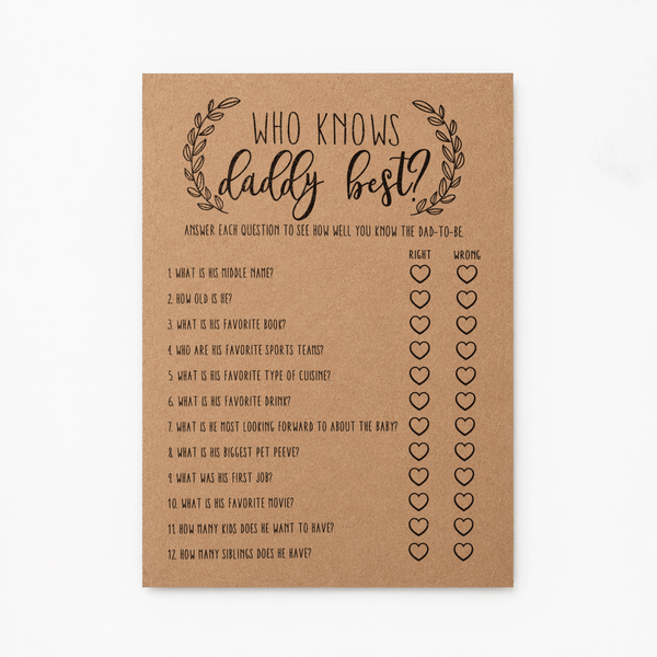 Who Knows Daddy Best Baby Shower Game