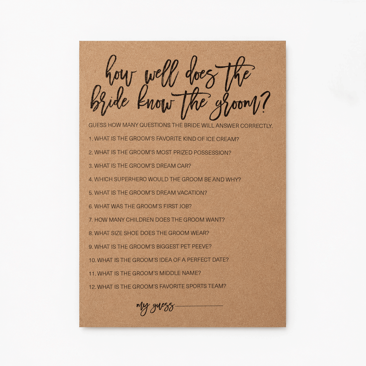 How Well Does The Bride Know The Groom Bridal Shower Game
