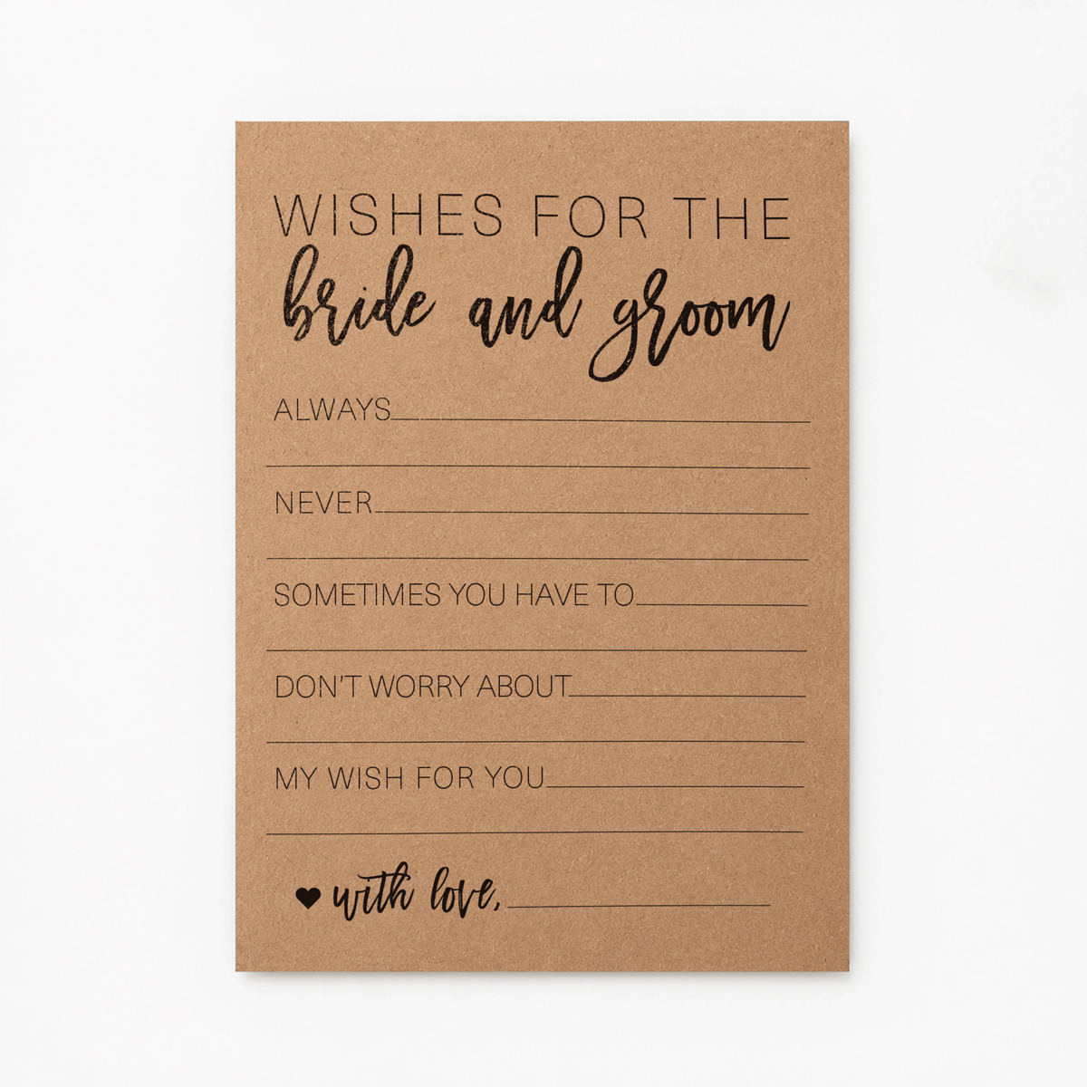 Wishes for the Bride and Groom Bridal Shower Activity