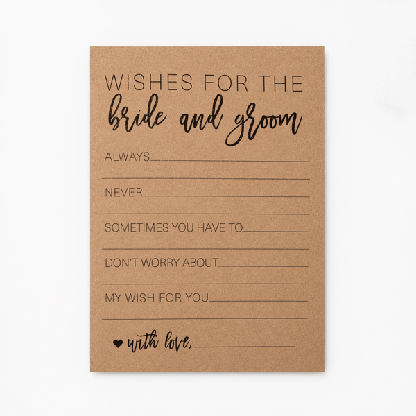 Wishes for the Bride and Groom Bridal Shower Activity