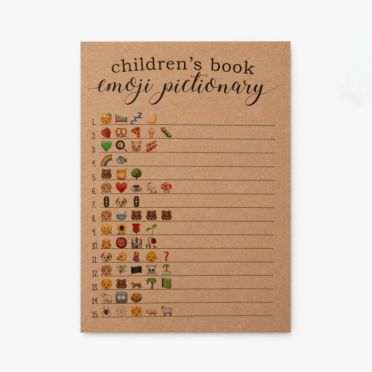 Children's Book Emoji Pictionary Baby Shower Game