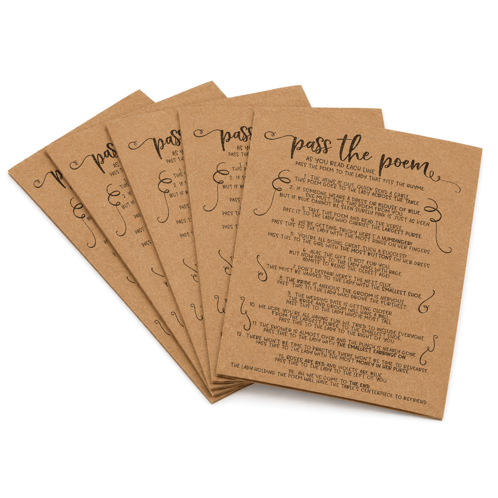 Pass The Poem Bridal Shower Game