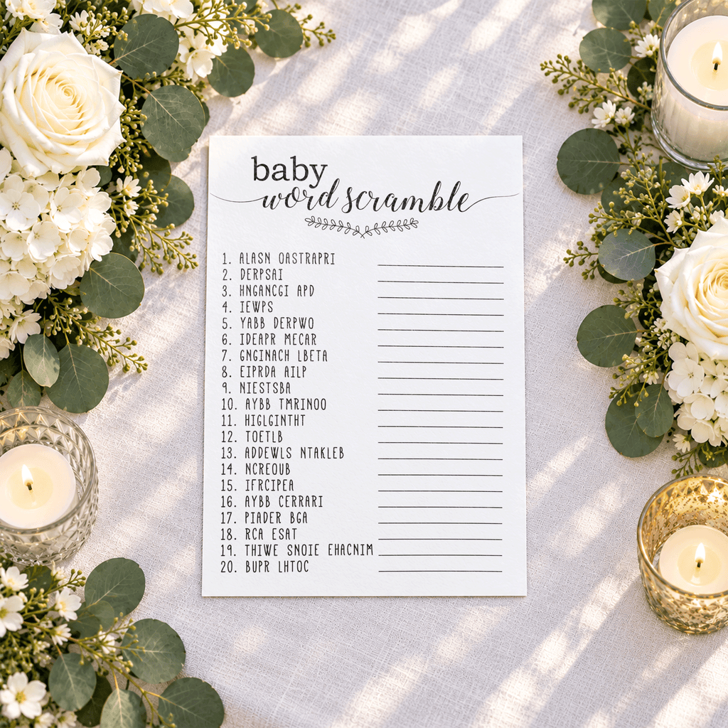Baby Word Scramble Baby Shower Game