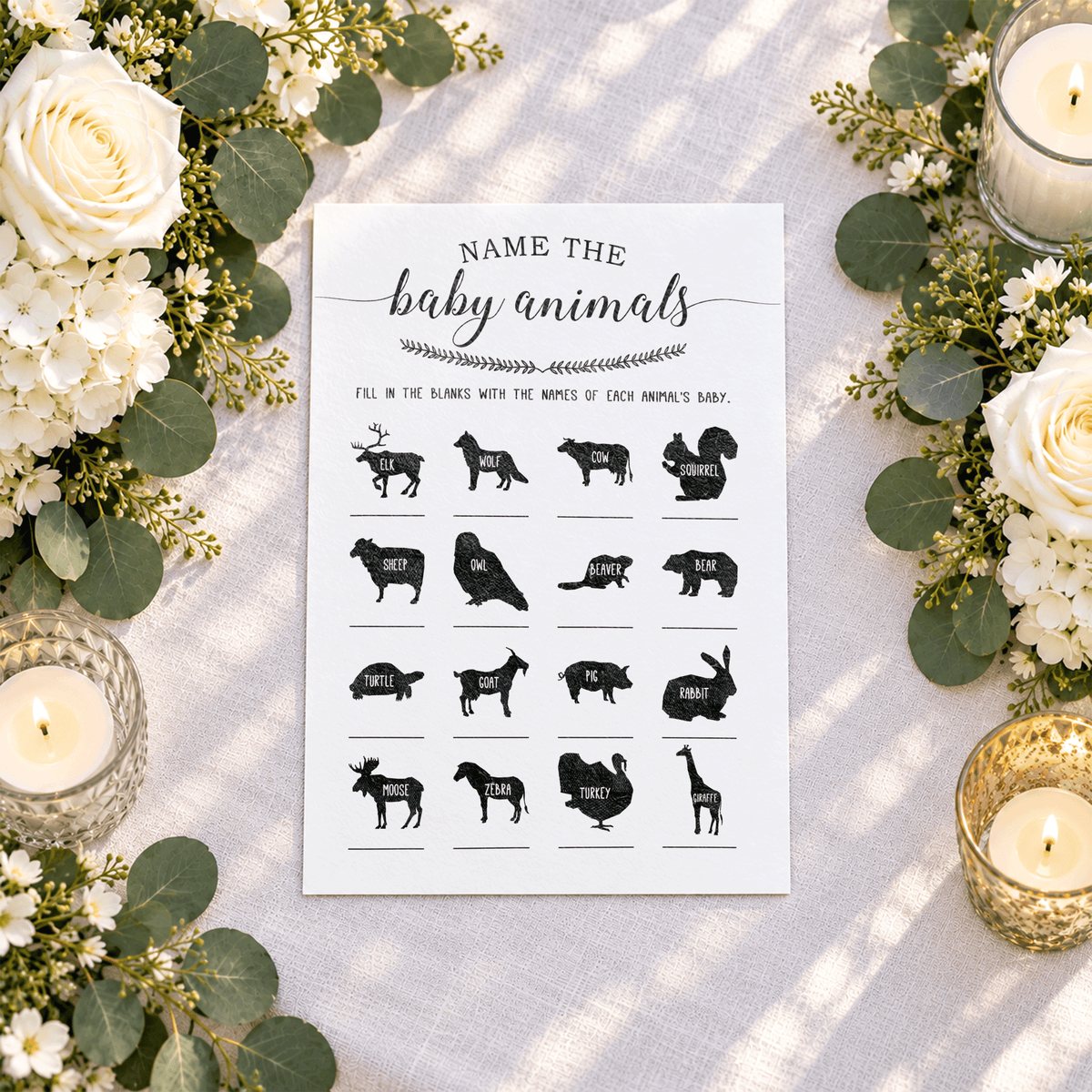 Name the Baby Animals Baby Shower Game
