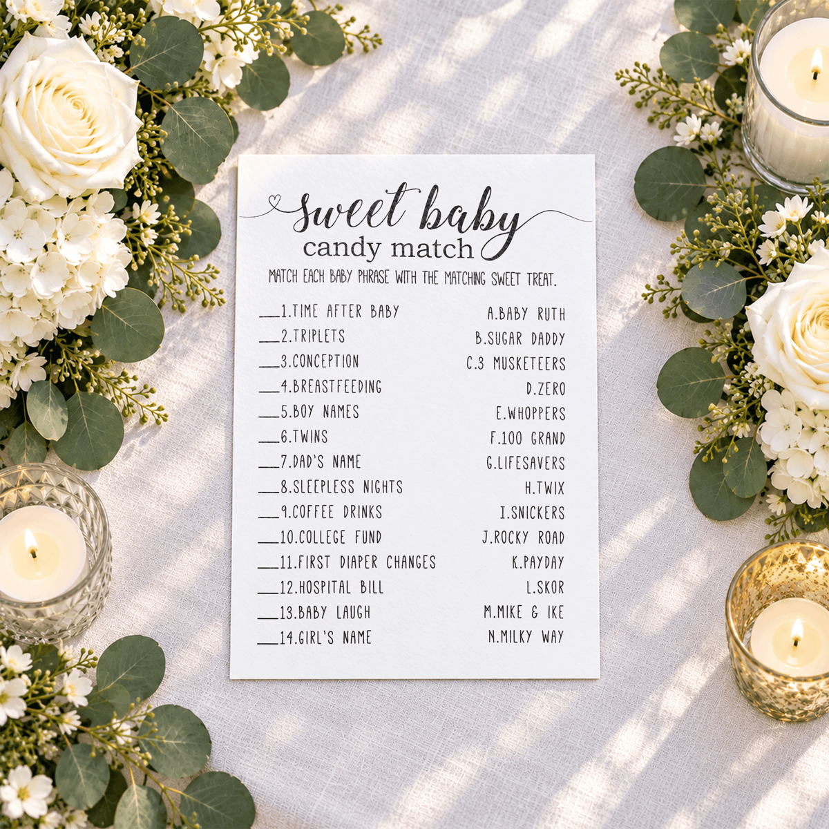 Sweet Baby Candy Match Baby Shower Game