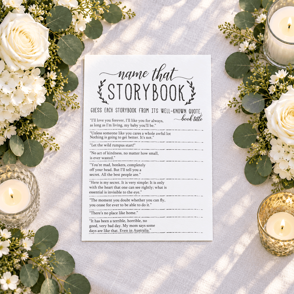 Name that Storybook Baby Shower Game