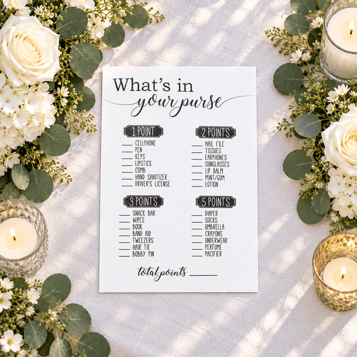 What's in your Purse Baby Shower Game