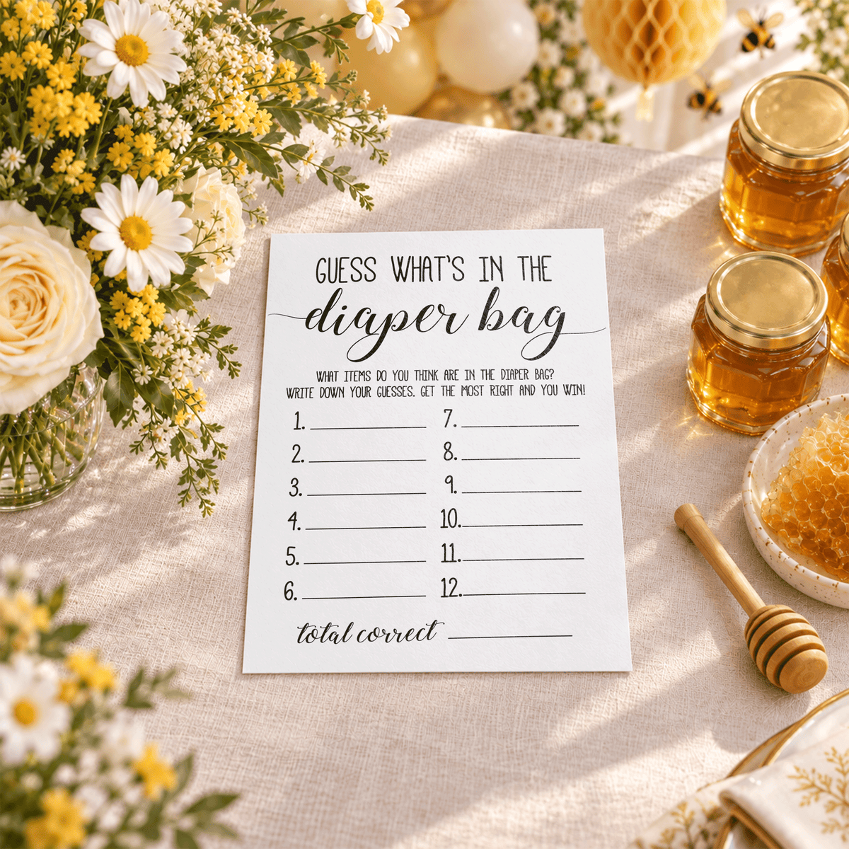 Guess What's in the Diaper Bag Baby Shower Game