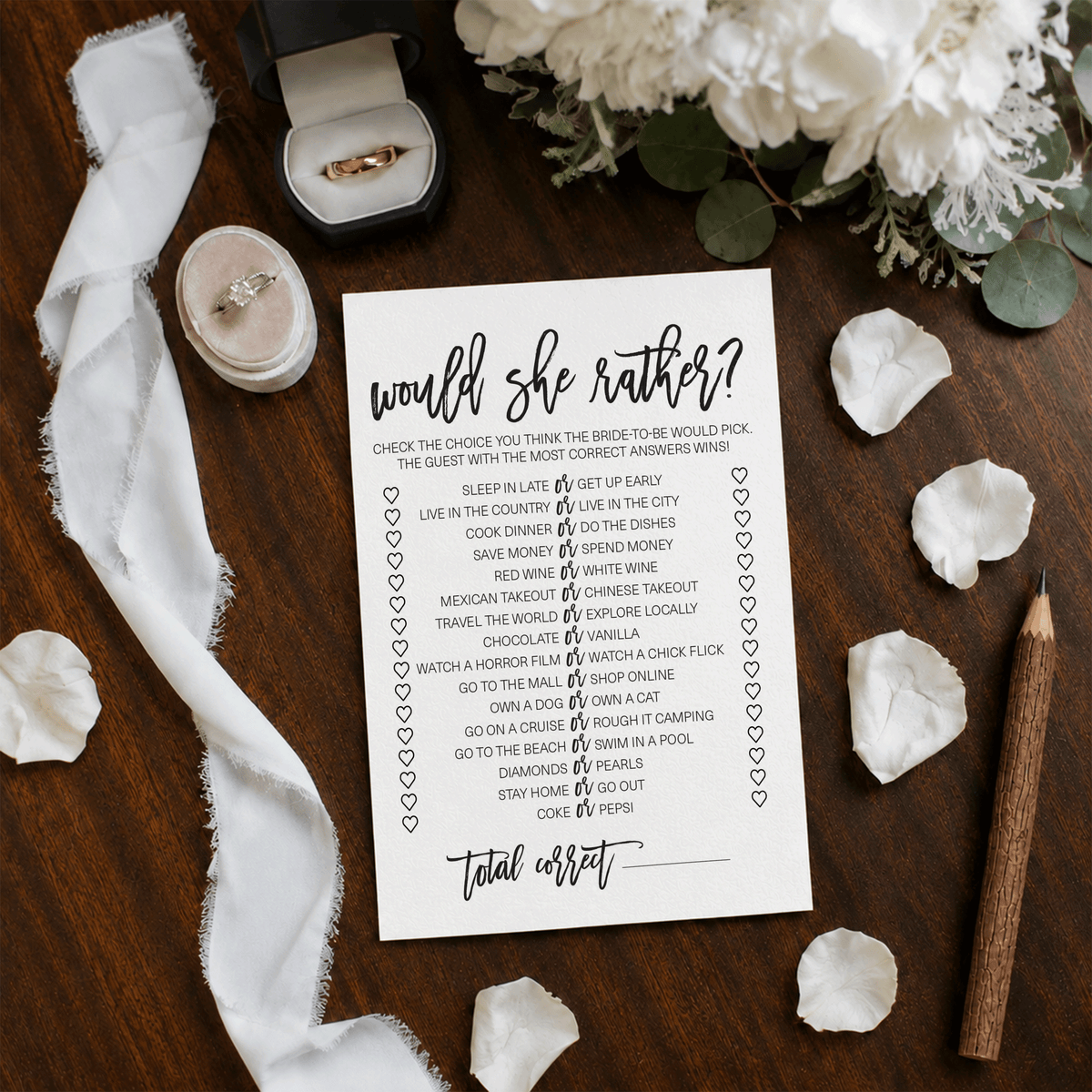 Would She Rather Bridal Shower Game