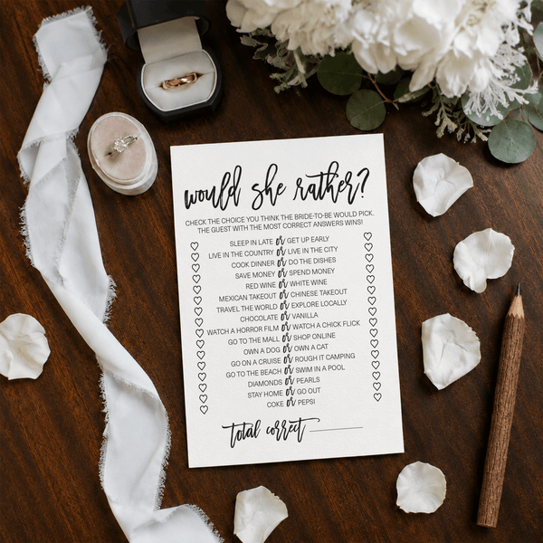 Would She Rather Bridal Shower Game