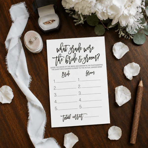What Grade Were They Bridal Shower Game
