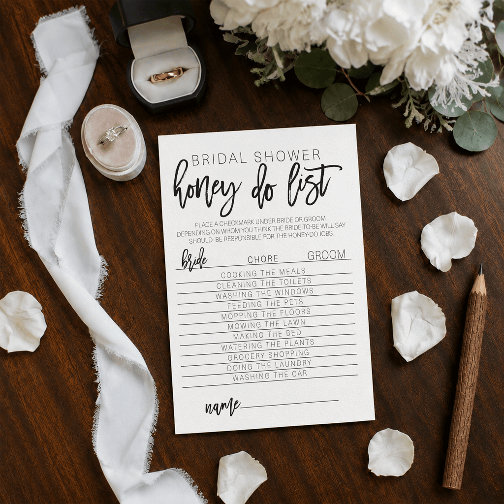 Bridal Shower Honey Do List Game