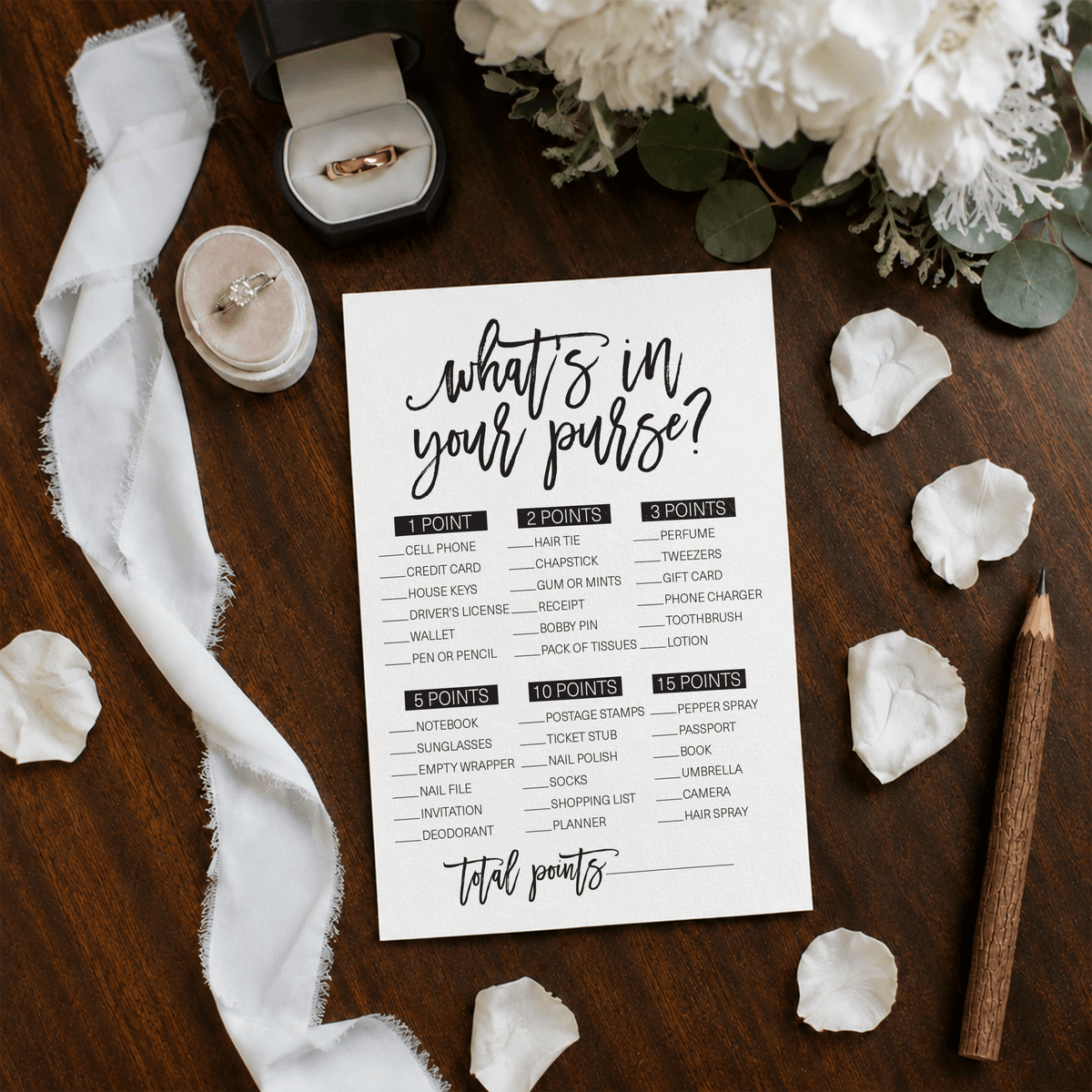 What's In Your Purse Bridal Shower Game