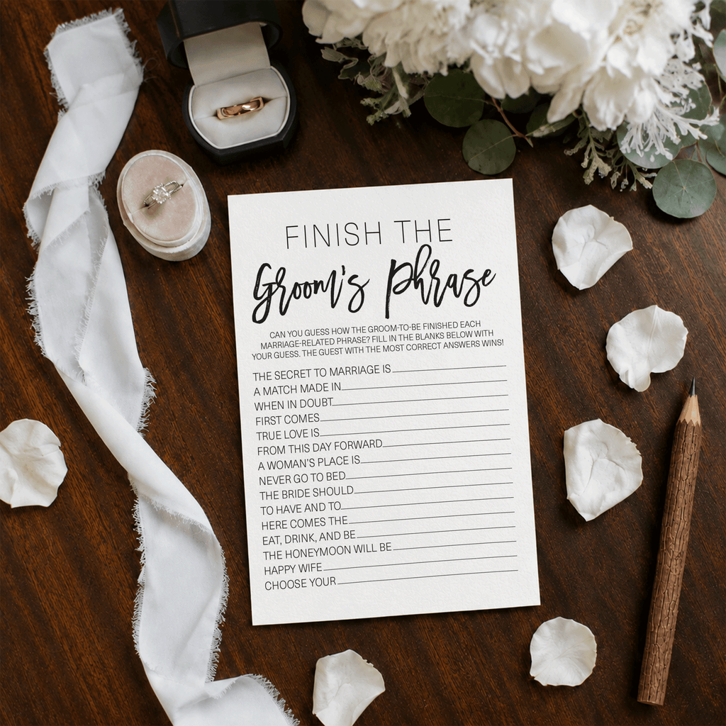 Finish the Groom's Phrase Bridal Shower Game