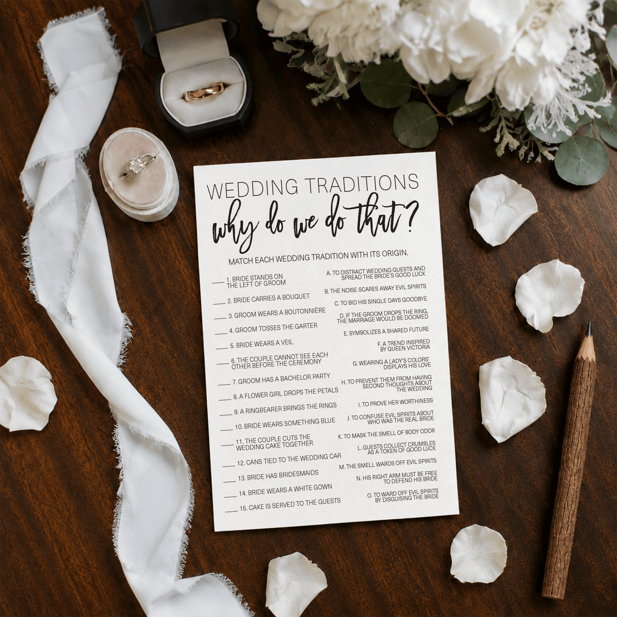 Wedding Traditions Bridal Shower Game