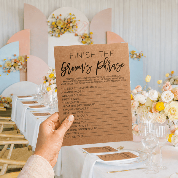 Finish the Groom's Phrase Bridal Shower Game