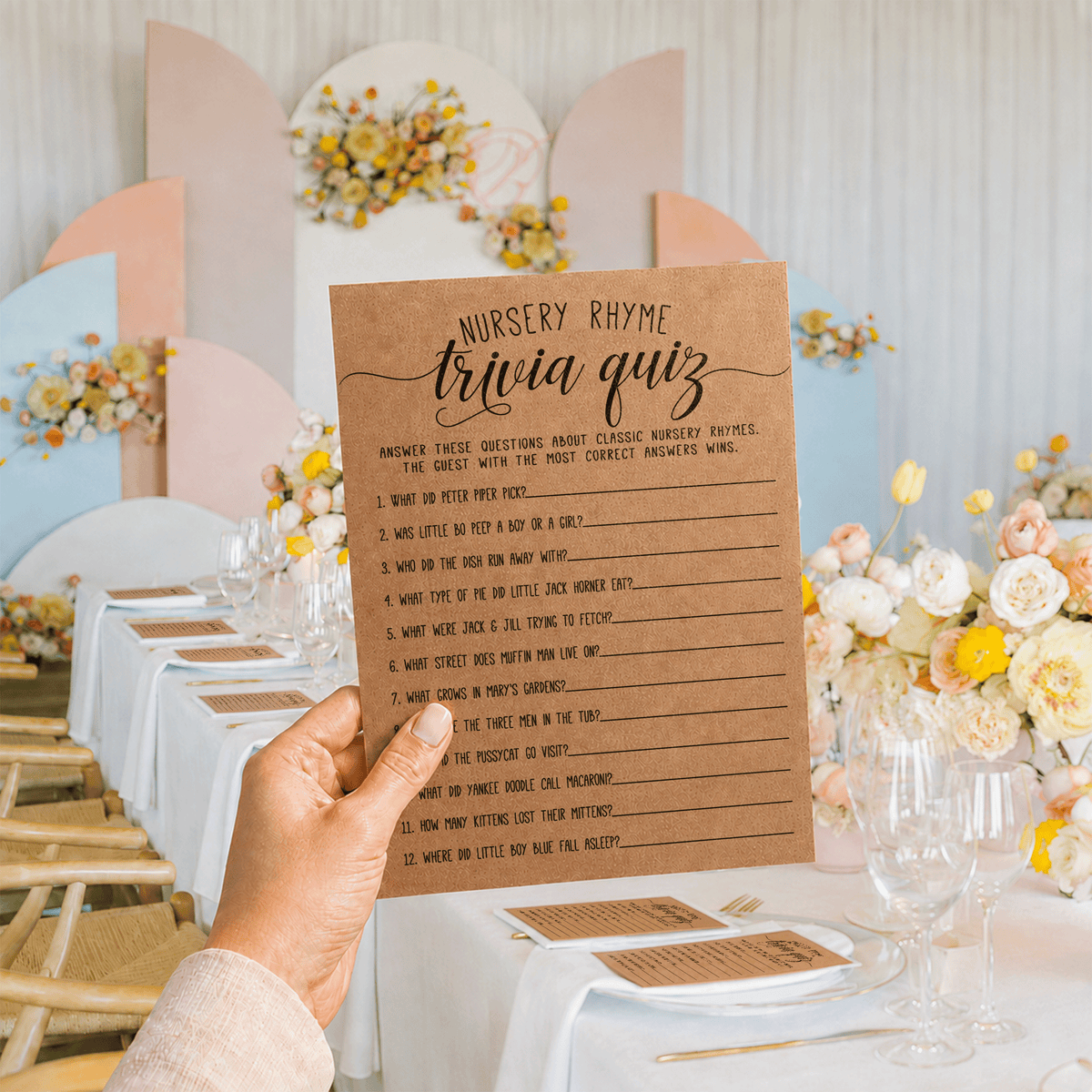 Nursery Rhyme Trivia Quiz Baby Shower Game
