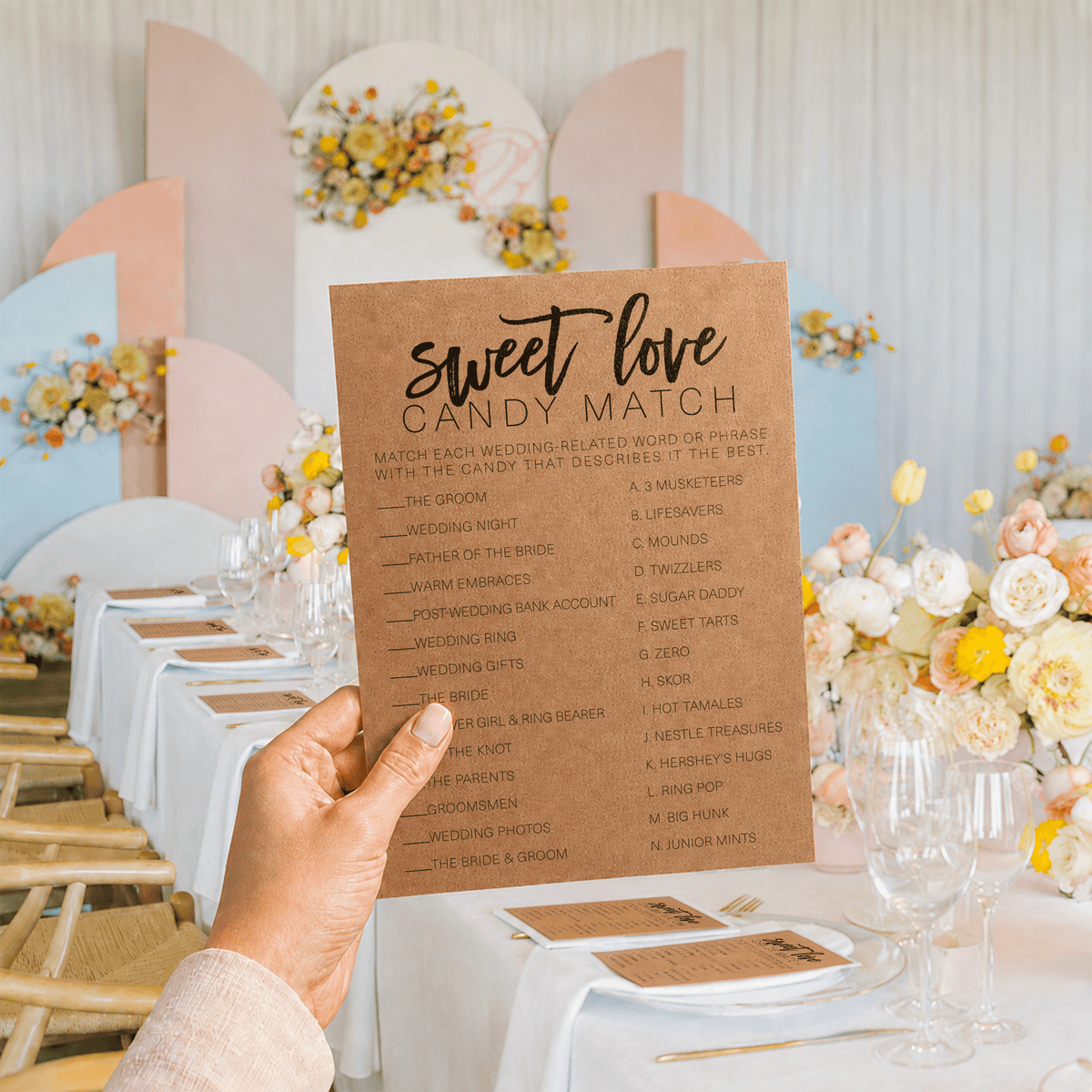 Sweet Love Candy Match Bridal Shower Game