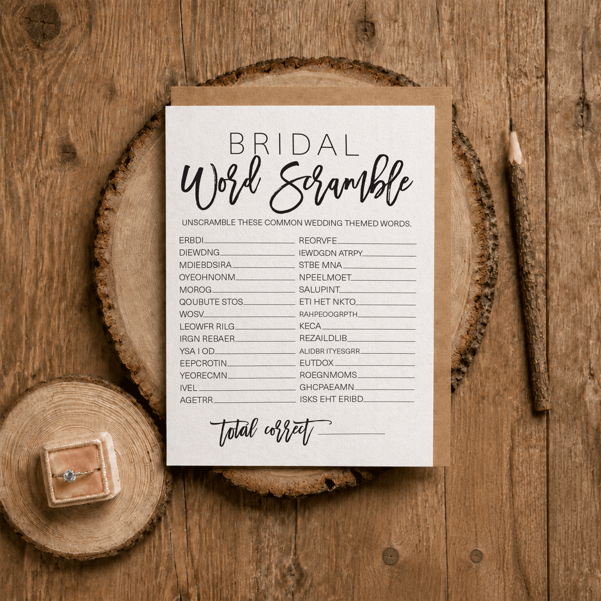 Bridal Word Scramble Bridal Shower Game