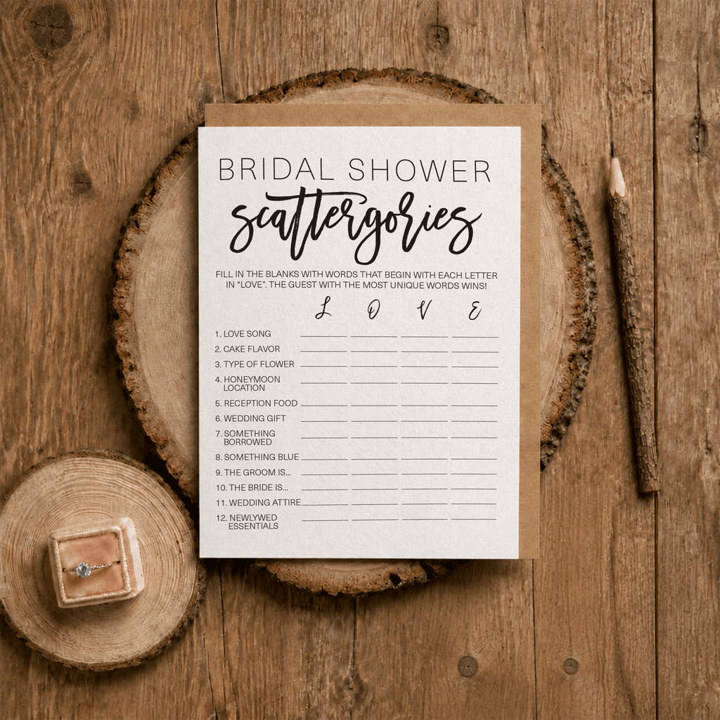 Bridal Shower Scattergories - Bridal Shower Game