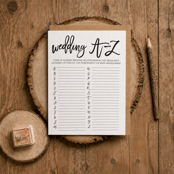 Wedding A-Z Bridal Shower Game