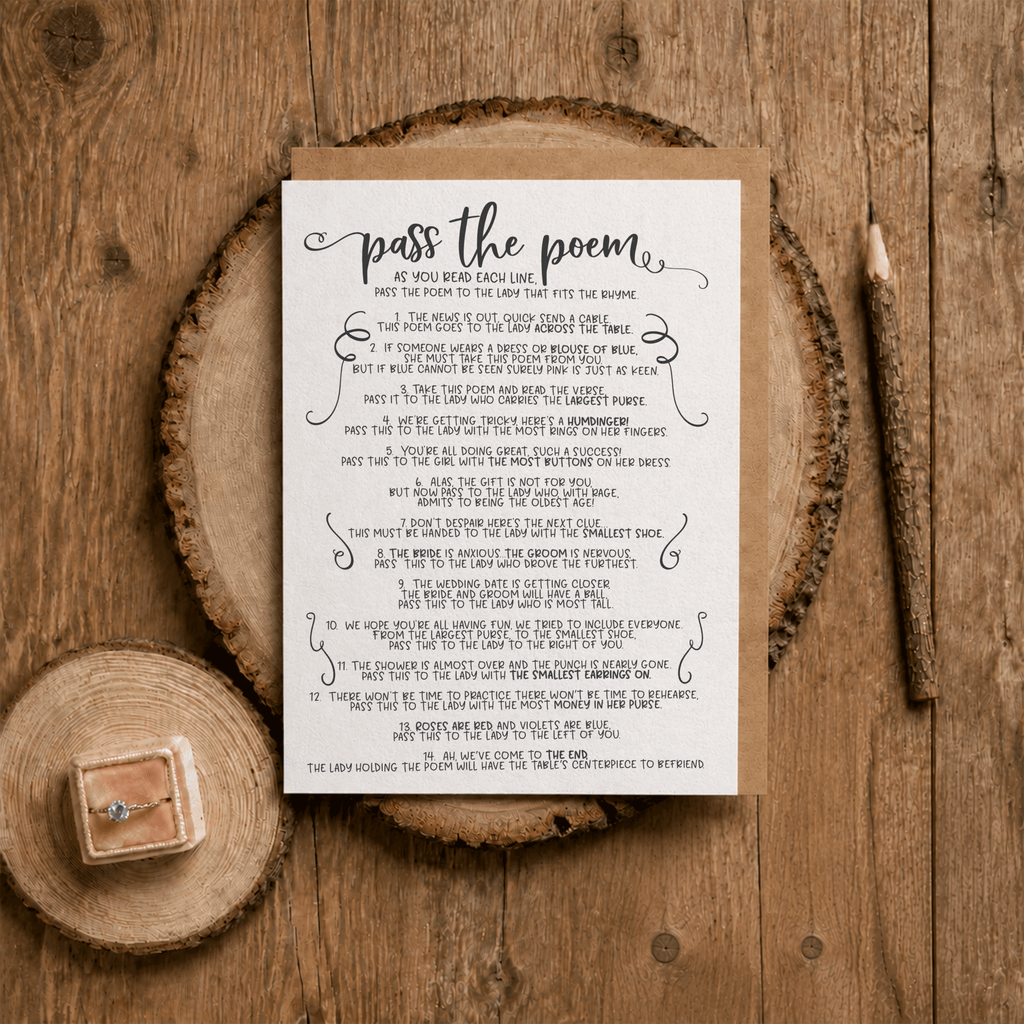 Pass The Poem Bridal Shower Game