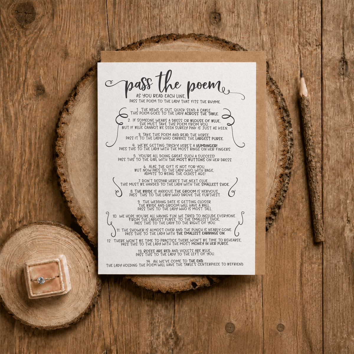Pass The Poem Bridal Shower Game