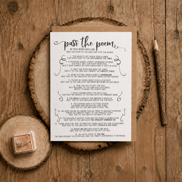 Pass The Poem Bridal Shower Game