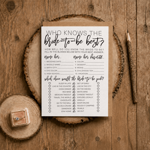 Who Knows The Bride-To-Be Best Bridal Shower Game