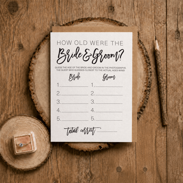 How Old Were The Bride And Groom Bridal Shower Game