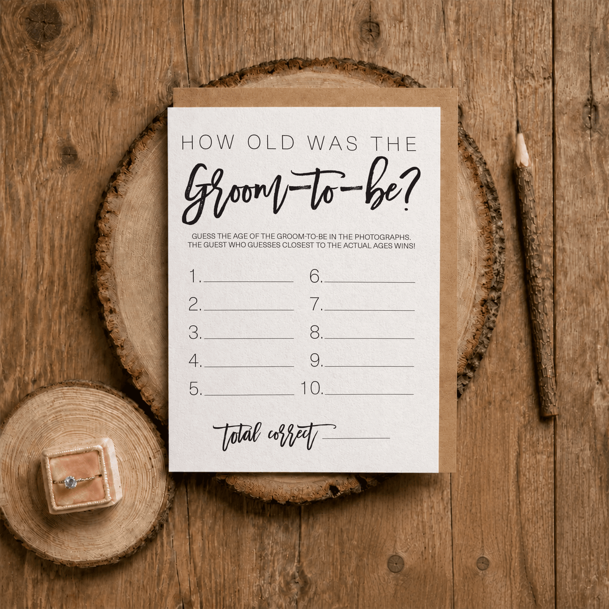 How Old was the Groom-to-be Bridal Shower Game