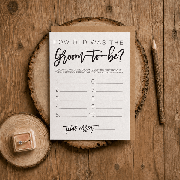 How Old was the Groom-to-be Bridal Shower Game