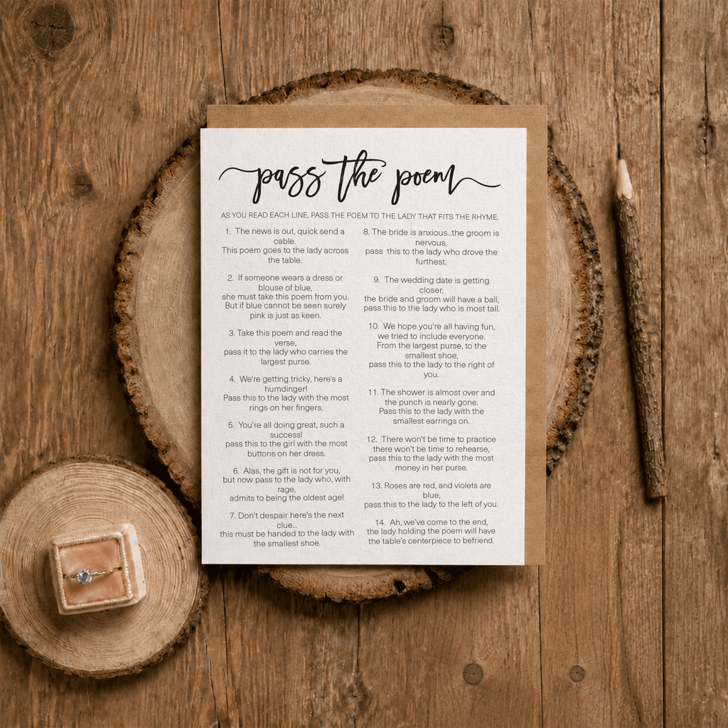 Pass The Poem Bridal Shower Game
