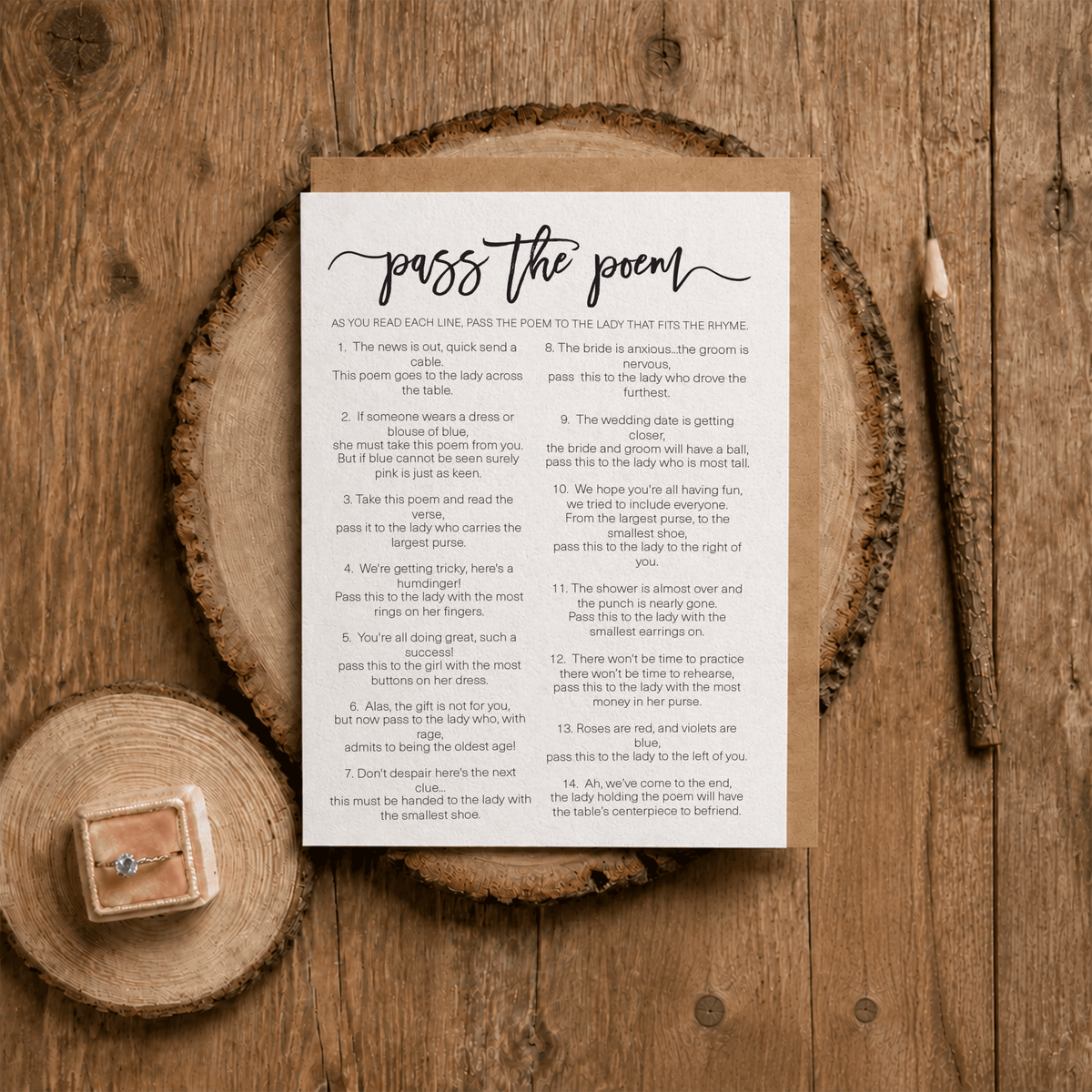 Pass The Poem Bridal Shower Game